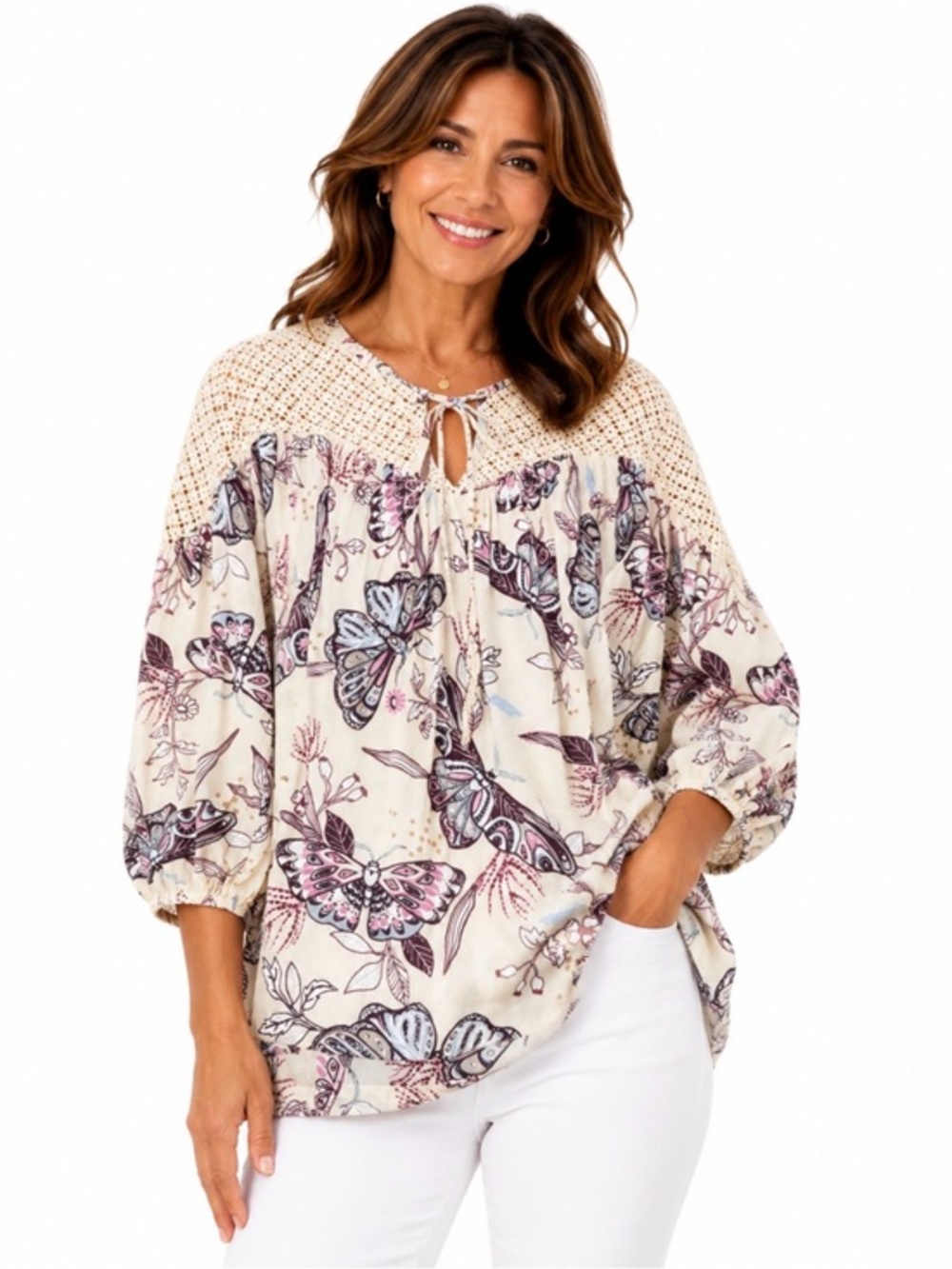 A New Approach (ANA) Laced-Butterfly Women’s Top